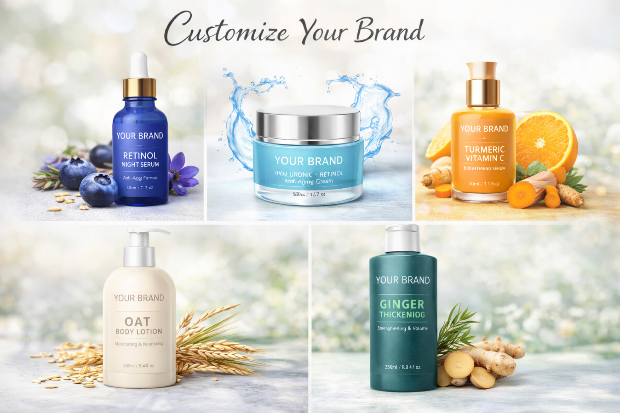 Custom skincare and haircare products